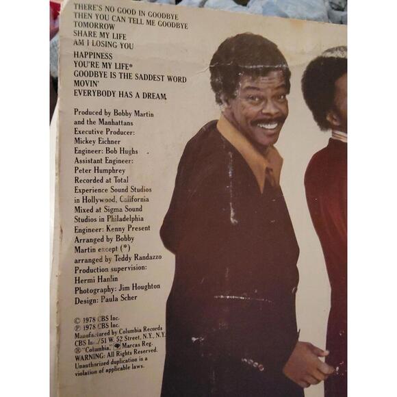 Manhattans ‎There's No Good In Goodbye LP 1978 Columbia Records 35252 - Picture 2 of 3